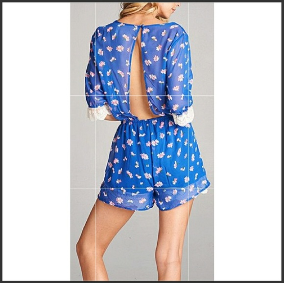 SOLD Royal blue and red romper - Picture 2 of 6